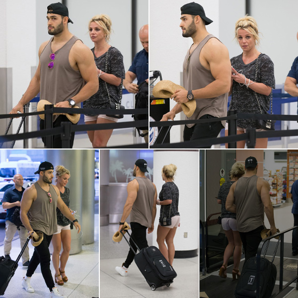 Britney Spears and Sam Asghari Spotted Jet-Setting Through Miami Airport
